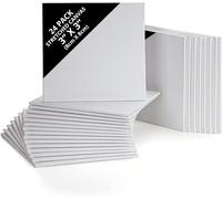 Belle Vous 24 Pack Blank Canvas - 8 x 8cm (3 x 3 inches) - Pre Stretched Canvas Panel Boards - Suitable for Acrylic and Oil Painting Also for Sketching and Drawing