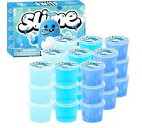 24 Pack Blue Slimes, Party Favors Kit, Mini Glow in The Dark Galaxy Bulk Slime, Stretchy Stress Relief for Kids, Soft Putty DIY Toy, Girls and Boys Classroom Supplies, Birthday, Goodie Bag Stuffers