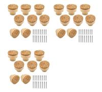 24 Pack Boho Rattan Knobs for Dresser Drawers Wood Cabinet Knobs for Wicker Decor Boho Rattan Drawer Pulls (Natural)