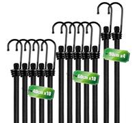 24 Pack Bungee Cords with Hooks Super Value, 35KG Max Load Bungee Straps | Long Short Mix Elastic Cord for Camping, Outdoors, Luggage, Tents, Bikes