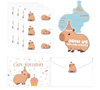 24 Pack Capybara Birthday Party Invitation Cards, Capybara Birthday Cards with Envelopes and Stickers, Cute Birthday Invitations for Girls Boys, Capybaras Party Invitations for Birthdays Baby Shower