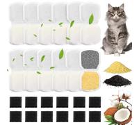 24 Pack Cat Water Fountain Filters, 12 Filters & 12 Sponges, Multi-Filtration for Pet Water Fountain, Improves Taste for Stainless Steel Pet Dispenser(24PCS)