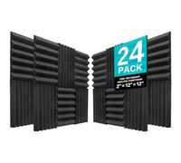 24 Pack Charcoal Acoustic Panels 2" X 12" X 12" Studio Foam Wedges Fireproof Soundproof Padding Wall Panels