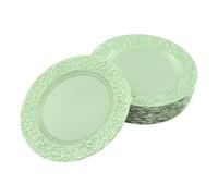 24 Pack Charger Plates Round PP Plate Picnic Dinner Plates Reusable Decorative Plastic Party Platter Retro Serving Plate for Weddings, Birthdays, Weddings, Restaurants, Hotels, Camping, Green, 33cm