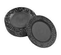 24 Pack Charger Plates Round PP Plate Picnic Dinner Plates Reusable Decorative Plastic Party Platter Retro Serving Plate for Weddings, Birthdays, Weddings, Restaurants, Hotels, Camping, Black, 33cm