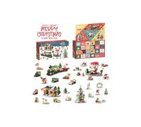 24 Pack Christmas Advent Calendar Building Set Christmas Santa Claus Train Bricks Toys, Gifts for Kids Living and Home Red One Size