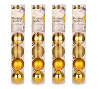 24 Pack Christmas Ball Ornaments with Strings, 60mm, Shatterproof Plastic Christmas Baubles, Hanging Decorations for Xmas Tree, (ROSE GOLD)