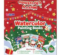 24 Pack Christmas Party Favors for Kids: Bulk Mini Water Coloring Books with 24 Water Cups, Stocking Stuffers Goodie Bag Fillers, Paint Art Crafts, Classroom School Prizes & Xmas Birthday Return Gifts