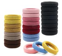 24 Pack Colorful Black Terry Cloth Knit Stretchy Elastic Wide Thick Hair Ties Scrunchies Elastics Hairbands Rubber Hair Bands Ties Ring Ponytail Holder Ponytail Twist Hair Accessories for Women Girl