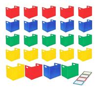 24 Pack Colorful Desk Privacy Dividers, Partitions for Students to Help Them Concentrate During Tests, Plastic Privacy Screen with 72 Self-Adhesive Strips for Students, School Desks, Libraries