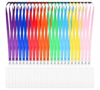 24 Pack Colorful Lanyards Breakaway with 24 ID Card Name Badge Holders | With Quick Release Safety Breakaway Clip And Oval Clasp, Suitable For Id Cards At Schools Offices And Different Daily Events