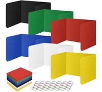 24 Pack Colorful Privacy Floders for Students, Plastic Study Desk Dividers with Blank Name Labels, Suitable for Classrooms, Exam Rooms,Offices, Libraries,6 Color