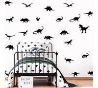 24 Pack Dinosaurs Wall Stickers, Colourful Forest Dinosaur Decals Kids Baby Wall Stickers Decals Peel and Stick Removable for Nursery Bedroom Living Room Art Murals Decorations (24 Pc Black Dinosaur)
