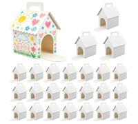 24 Pack DIY Dog House Treat Boxes - Blank Puppy Favours Boxes with Handles, Paper Candy Holders for Birthday, Pet Theme Parties & Crafts(Style 1)