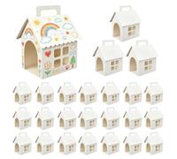 24 Pack DIY Dog House Treat Boxes - Blank Puppy Favours Boxes with Handles, Paper Candy Holders for Birthday, Pet Theme Parties & Crafts(Style 4)