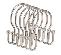 24 Pack Double Shower Curtain Hooks Rings, TENOVEL Double Sided Shower Curtain Hooks Rust Proof for Shower Curtain, Stainless Steel Bathroom Shower Hangers Rings for Shower Rods, Brushed Nickel