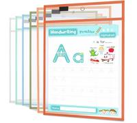 24 Pack Dry Erase Pockets 6 Assorted Colors 8.5 x 11 Inch Clear Plastic Sheet Protectors Dry Erase Pocket Sleeves Teacher School Office Supplies (Boho)