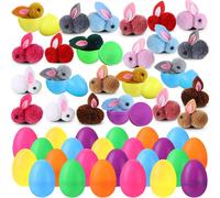 24-Pack Easter Bunny Eggs with Plush Toys - Colorful Basket Fillers & Egg Hunt Gifts, Compatible with Easter Baskets