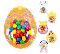 24 Pack Easter Cards for Classroom, Happy Easter Candy Holder Card - DIY Bunnies Eggs Chick Candy Cards with Plastic Domes, Easter Exchange Greeting Card for School Spring Easter Party Favors