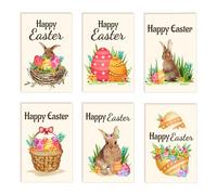 24 Pack Easter Cards Kit with Envelopes Stickers Sets Easter Cards Multipack, Happy Easter Blank Greetings Card Funny Note Card Bunny Eggs Notelets Gift Cards for Exchange Easter Party Supplies (A)