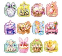 24 Pack Easter Day Theme Mini Notebooks - Bunny Patterns Mini Notepad DIY Art Memopad for Easter Day Party Favors, Birthday Gifts, School Classroom Rewards, DIY Art Projects, Daily Memo Jotting