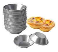24 Pack Egg Tart Molds - Tiny Tartlet Molds, Dessert Molds - Muffin Cupcake Cake Cookie Molds - Reusable Round Molds