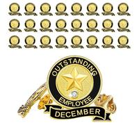 24 Pack Employee of the Month Lapel Pins - Recognition Excellence Service Appreciation Awards for Team Staff - Perfect for Employee of the Month Board, December(24PCS), Zinc, no gemstone