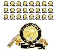 24 Pack Employee of the Month Lapel Pins - Recognition Excellence Service Appreciation Awards for Team Staff - Perfect for Employee of the Month Board, June(24PCS), Zinc, no gemstone