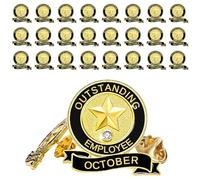 24 Pack Employee of the Month Lapel Pins - Recognition Excellence Service Appreciation Awards for Team Staff - Perfect for Employee of the Month Board, October(24PCS), Zinc, no gemstone