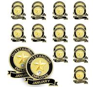 24 Pack Employee of the Month Lapel Pins - Recognition Excellence Service Appreciation Awards for Team Staff - Perfect for Employee of the Month Board - Whole Year