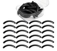 24-Pack Eyelash Curler Refill Pads, Black Replacement Pads with Storage Box, Universal Fit for Most Eyelash Curlers, Long-Lasting Rubber Cushions