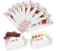 24 Pack Felt Chocolate Packaging, Chocolate Bar Packaging Sleeve Guest Gift for Wedding Birthday Graduation Communion Confirmation Christening, Schön dass du da bist(Pink)