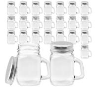 24 Pack Glass Salt and Pepper Shakers, 120ml Mason Jar Salt and Pepper Shakers Set Clear Mason Spice Jar Bulk with Metal Lid and Handles for Home Restaurants Kitchen Table