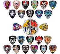 24 Pack Guitar Plectrums - Thin, Medium, Heavy Mix (0.46mm, 0.71mm, 0.96mm, 1.2mm) for Acoustic, Electric & Bass Guitars