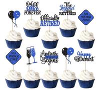 24 Pack Happy Retirement Cupcake Toppers Out Of Office Forever No Work Zone Cupcake Picks The Lagend Has Retired Cupcake Decorations for Officially Retired Party Cake Decorations Black Blue