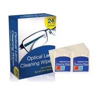24 Pack Individually Wrapped Glasses Cleaning Wipes - Streak-Free Multi-Purpose Lens & Screen Cleaner Tissues for Eyeglasses, Sunglasses, Camera Lenses, Phones, Tablets, Laptops, Car Mirrors & Office