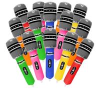 24 Pack Inflatable Microphone Props, 9.4 Inch Blow up Plastic Fake Microphone Stage Act Mic Props for 80s 90s Party Cosplay Stage, Karaoke Musical Concert, Birthday Party, Halloween Decorations