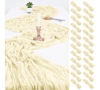 24 Pack Ivory Cheesecloth Table Runner,9FT Burgundy Runner,17x108inch Rustic Boho Gauze Table Runner for Wedding Party Bridal Shower Thanksgiving Christmas Boho Table Decoration
