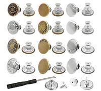 24 Pack Jeans Pins with Screwdriver, 12 Types Metal Pins for Loose Pants, No Sew Instant Replacement Snap Tack, Reusable Adjustable Button Tightener