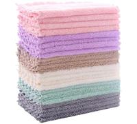 24 Pack Kitchen Dishcloths - Does Not Shed Fluff - Reusable Dish Towels, Dish cloths, Super Absorbent Coral Fleece Cleaning Cloths, Nonstick Oil Washable Fast Drying, 7 x 9 Inch (Multicolor)