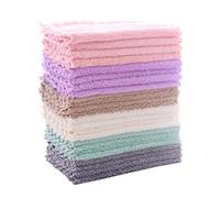24 Pack Kitchen Dishcloths - Does Not Shed Fluff - Reusable Dish Towels, Dish cloths, Super Absorbent Coral Fleece Cleaning Cloths, Nonstick Oil Washable Fast Drying, 7 x 9 Inch (Multicolor)