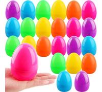 24 Pack Large Easter Eggs 3.74 Inch Big Colorful Fillable Easter Eggs Flat Bottom Plastic Easter Eggs Empty Surprise Eggs for Easter Hunt Party Favor Refillable Basket Fillers, 6 Colors
