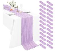 24 Pack Lavender Cheesecloth Table Runners 10Ft, 21 x 120 Inch / 55 x 300 cm Long Boho Gauze Table Runner for Wedding Reception, Bridal Shower, Baby Shower and Rustic Party Table Decor