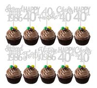 24 Pack Legend Since 1986 Cupcake Toppers Glitter Vintage 1986 Cupcake Picks Cheers to 40 Awesome Forty Cake Decorations for Hello 40 Fabulous Happy 40th Birthday Party Cake Decorations Silver