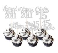 24 Pack Legend Since 2011 Cupcake Toppers Glitter Vintage 2011 Cupcake Picks Cheers to 15 Awesome Fifteen Cake Decorations for Hello 15 Fabulous Happy 15th Birthday Party Cake Decorations Silver
