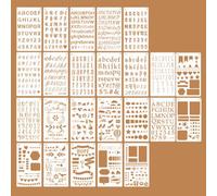 24 Pack Letter and Number Stencils,Alphabet Templates for Crafts Reusable,Calligraphy Stencils,Alphabet Stencil for Wall Chalkboard Wood Signs Arts Crafts(Size:10x7inch)