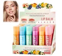 24 Pack Lip Balm,Fruit Flavor Lip Stick,Moisturizing Bulk Mini Balm Pack for Dry Cracked Lips,Li/p Bal/m Set,Hydrating Li/p Ba/lm,Cute Li/p Balm,Lipbalms Multipack,Gifts for Teenage Girls,Li/p Care