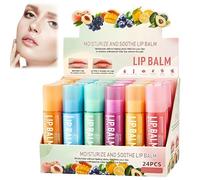 24 Pack Lip Balm Set,Moisturizing Bulk Mini Balm Pack for Dry Cracked Lips,Fruit Flavor Lip Balm,Lip for Gifts Hydrating Care,Fruity Flavors Natural Organic Deep Moisturizing Lip Repair Multipack