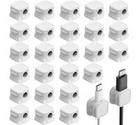 24 Pack Magnetic Cable Clips, Self Adhesive Cable Organizer, Cable Organizer for Desk, Bedside, Charging Cable, HDMI, USB, Audio Cable Storage (White)