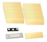 24 Pack Magnetic Name Tags, Blank Name Badge Holder, 0.8 x 2.7 Inches Magnetic Backing Names Tag Personalized, Custom Names Tags with 3 Pcs Magnets for Police Office Employee Custom (Gold)